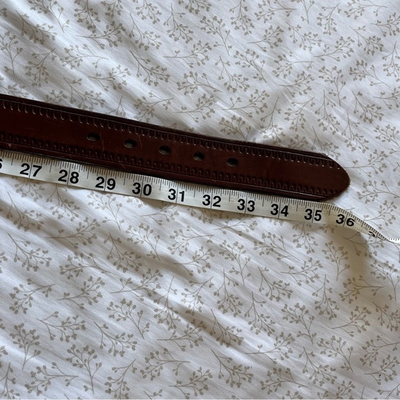 Western Lace Brown Leather Belt Silver Metal Tone Removeable Buckle 32" x 1.5 - Picture 6 of 7